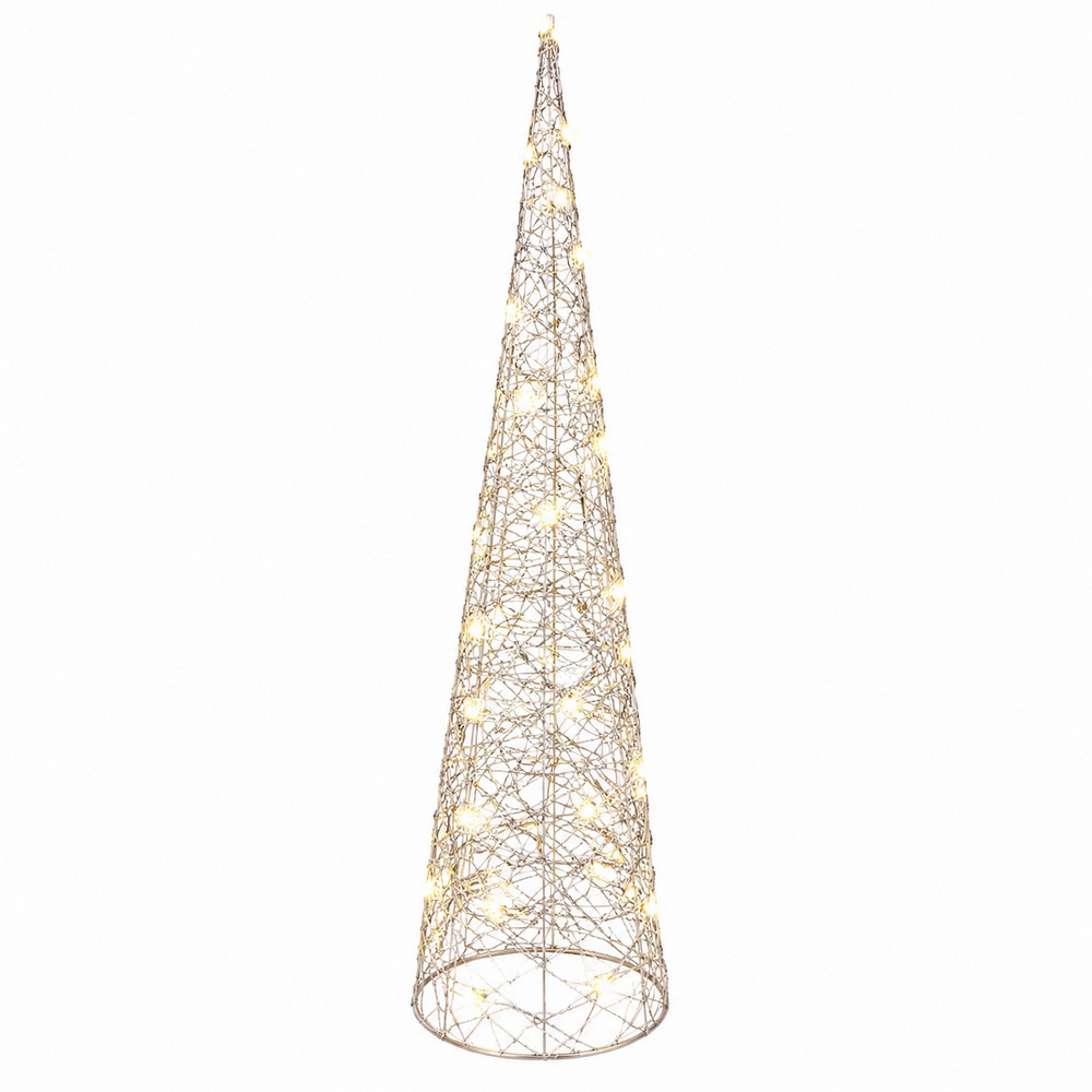 Albero luminoso a cono filo oro 80cm 40 Led Bianco Caldo a batteria Mercury Home - Foto 1