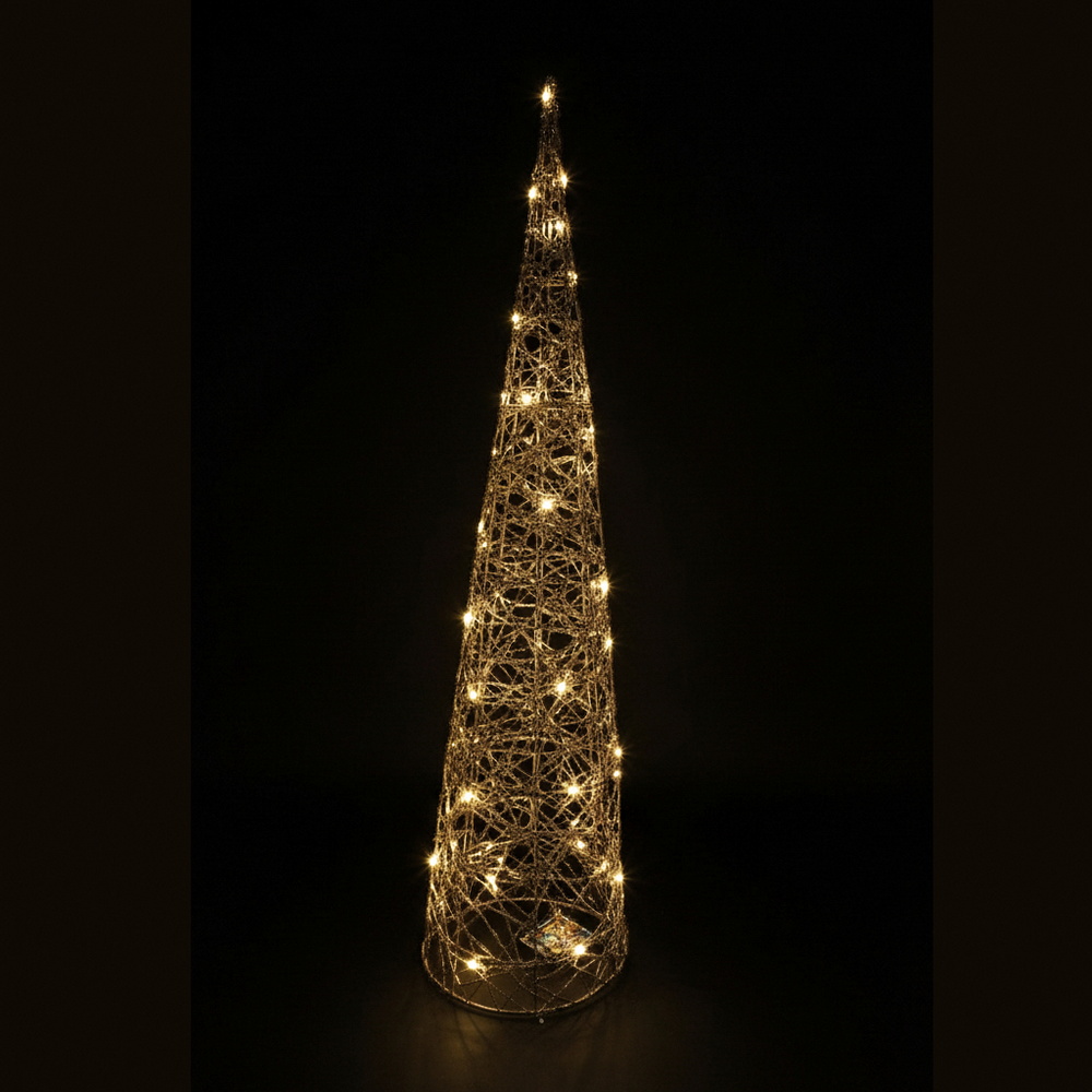 Foto principale Albero luminoso a cono filo oro 80cm 40 Led Bianco Caldo a batteria Mercury Home