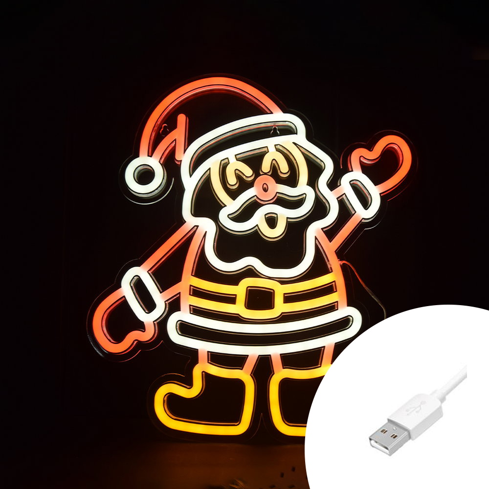 Foto principale Babbo Natale luminoso da 40x40cm Led Neon Flex USB da interno Wisdom