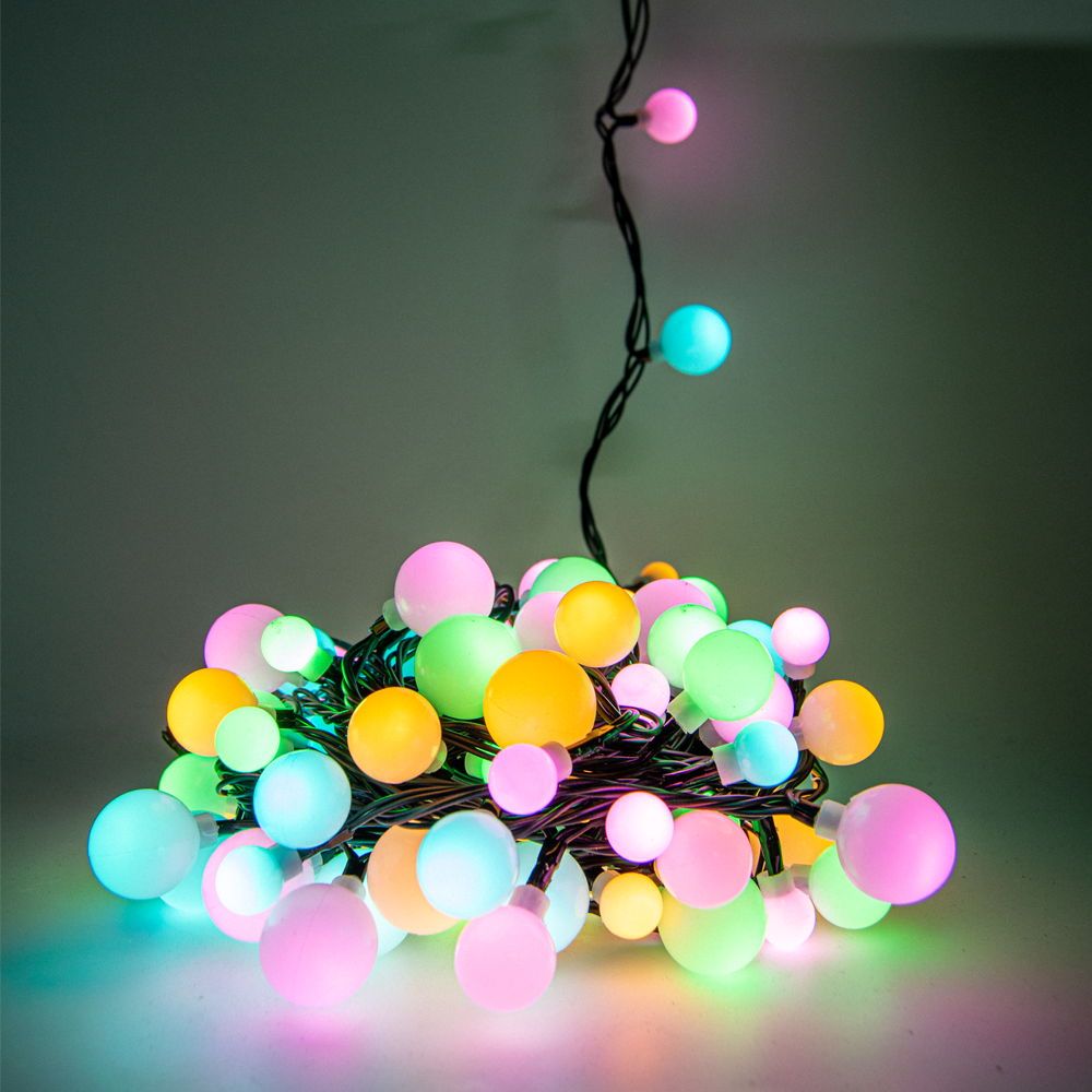 Catena decorata con 100 Perle a Led Multicolore 10 metri cavo nero Wisdom - Foto 1