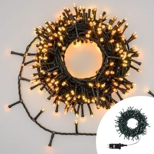 Foto principale Catena di luci 21 metri da 360 Led Bianco Caldo e Giallo con cavo verde con telecomando Wisdom