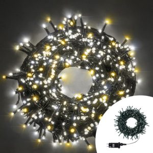 Foto principale Catena di luci 50 metri da 1000 Led Bianco Caldo e Bianco Freddo con cavo verde Wisdom