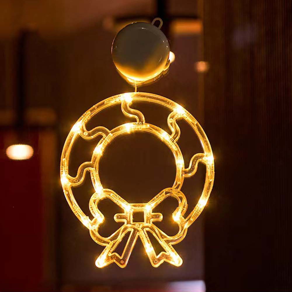 Foto principale Decorazione per finestre Ghirlanda natalizia luminosa Led a ciondolo con ventosa Bianco caldo a batteria Wisdom