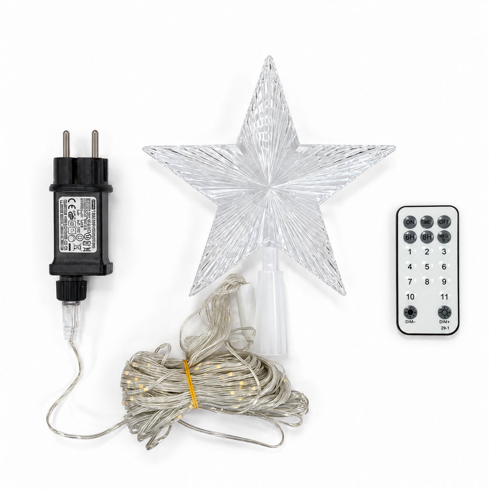 Mantello a cascata di luci con puntale Stella per Albero di Natale da 160cm 328 Led Bianco Caldo e RGB con telecomando Wisdom - Foto 1