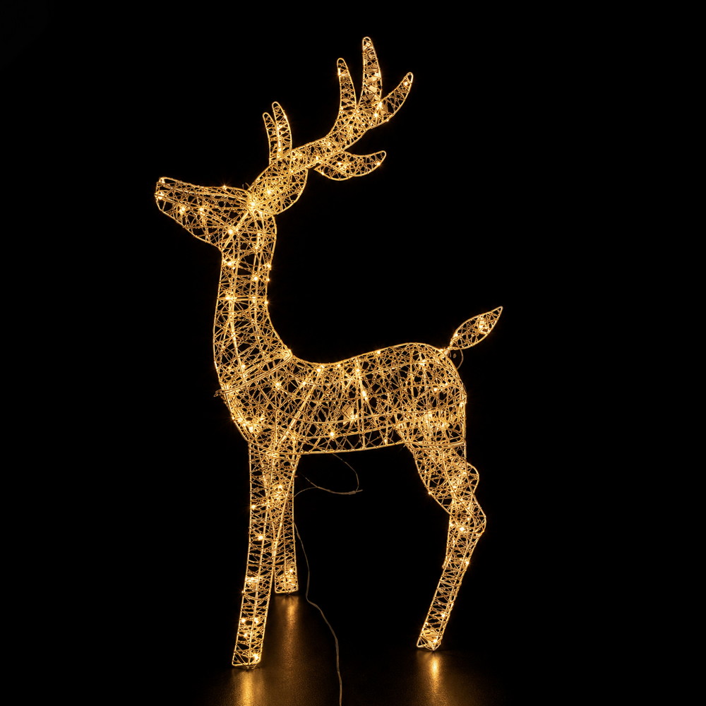 Foto principale Renna Natalizia 3D filo oro 108cm 360 Led Bianco Caldo con movimento Mercury Home