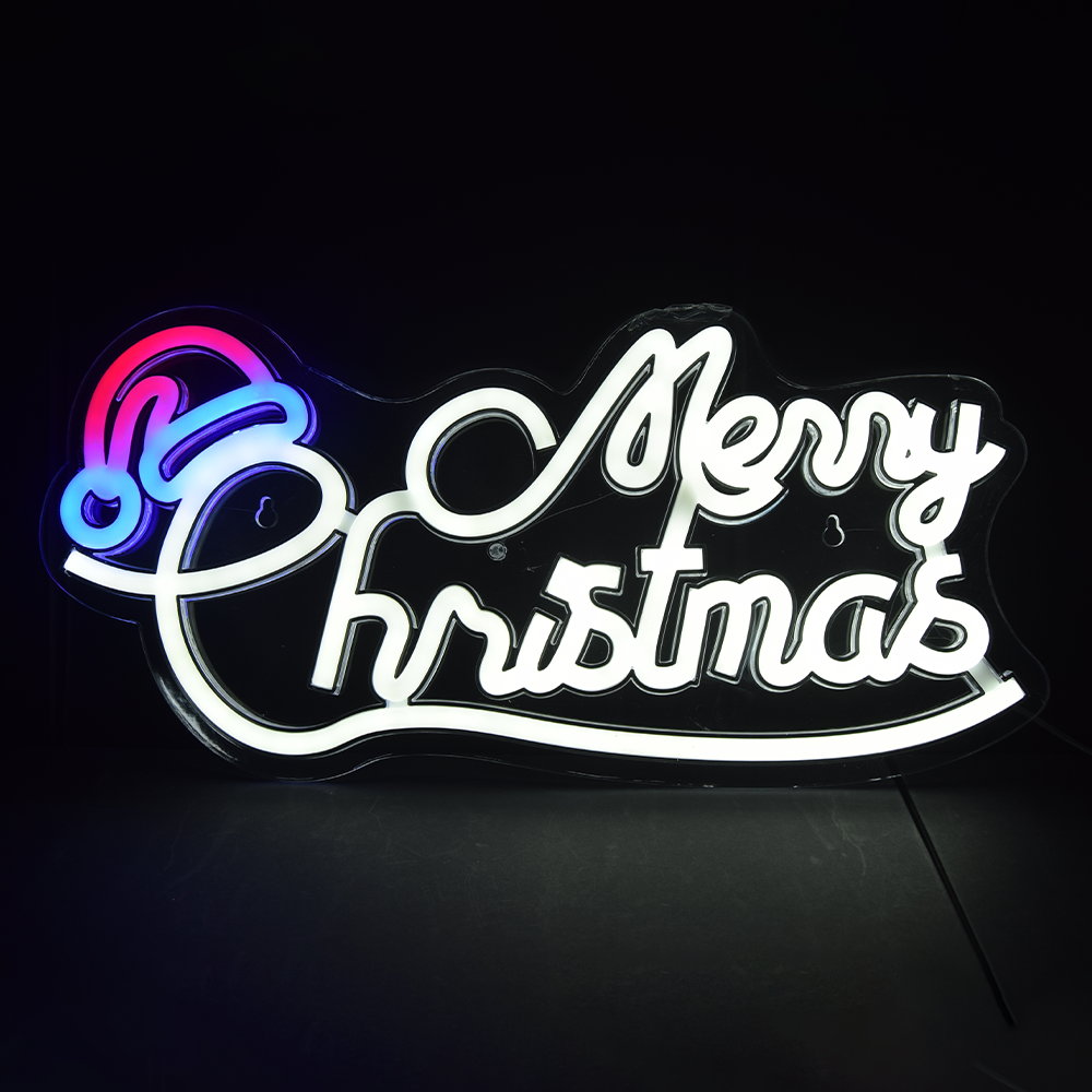 Scritta luminosa Merry Christmas da 43x20cm Led Neon Flex USB da interno Wisdom - Foto 1