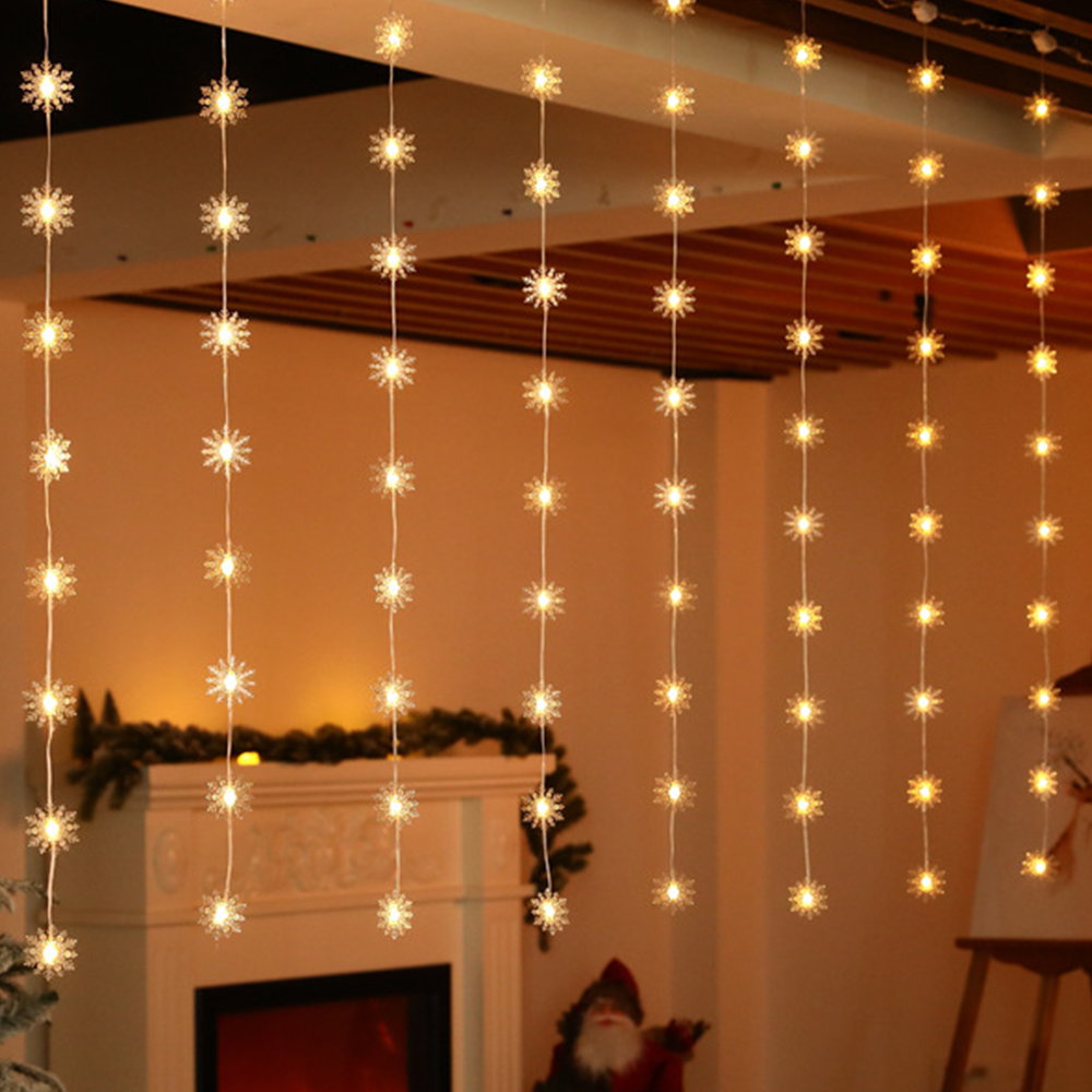 Tenda luminosa con Fiocchi di neve 4 metri 100 Led Bianco Caldo altezza 100cm da interno Wisdom - Foto 1