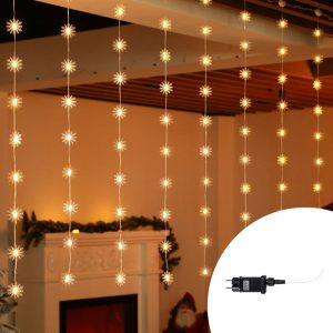 Foto principale Tenda luminosa con Fiocchi di neve 4 metri 100 Led Bianco Caldo altezza 100cm da interno Wisdom