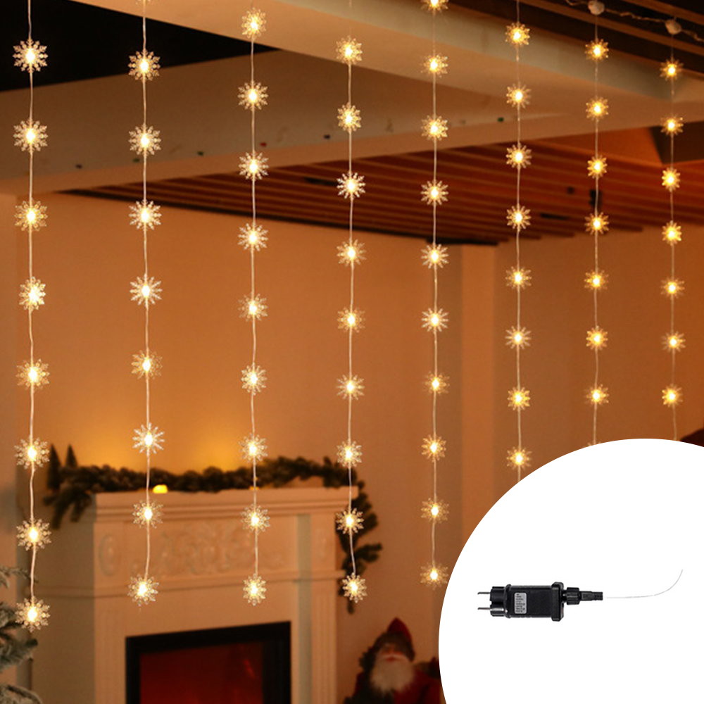 Foto principale Tenda luminosa con Fiocchi di neve 4 metri 100 Led Bianco Caldo altezza 100cm da interno Wisdom