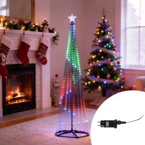 Foto principale Albero luminoso a cono Smart da 550 Led altezza 2 metri RGBIC con telecomando Wisdom