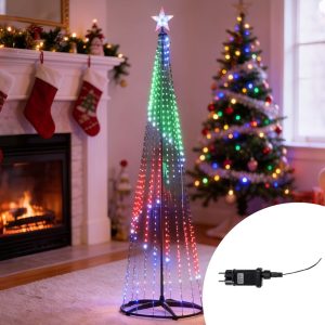 Foto principale Albero luminoso a cono Smart da 910 Led altezza 2,75 metri RGBCI con telecomando Wisdom