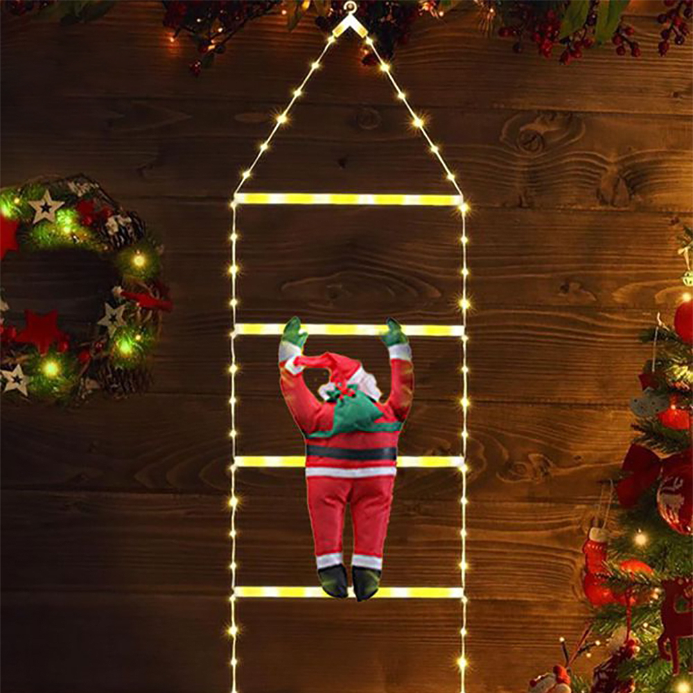 Babbo Natale su scaletta luminosa 75cm 76 Led Bianco caldo e Bianco freddo dimmerabile con telecomando Wisdom - Foto 1