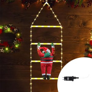 Foto principale Babbo Natale su scaletta luminosa 75cm 76 Led Bianco caldo e Bianco freddo dimmerabile con telecomando Wisdom