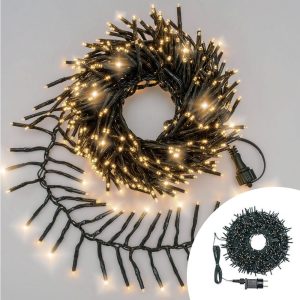 Foto principale Catena di luci 15 metri da 1000 Led Mini Millepiedi Bianco Caldo fisso e intermittente con cavo verde Wisdom