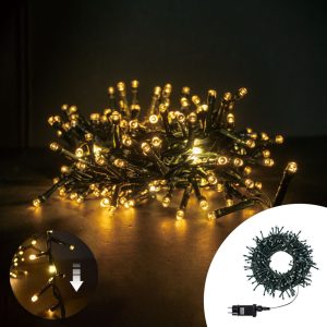 Foto principale Catena di luci 9 metri da 540 Led Bianco Caldo fisso e intermittente scorrevole con cavo verde Wisdom