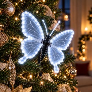 Foto principale Farfalla luminosa 60x47cm 3D con movimento ali Bianco Freddo da albero e giardino Wisdom