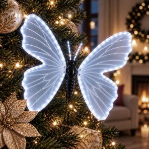 Foto principale Farfalla luminosa 75x60cm 3D con movimento ali Bianco Freddo da albero e giardino Wisdom