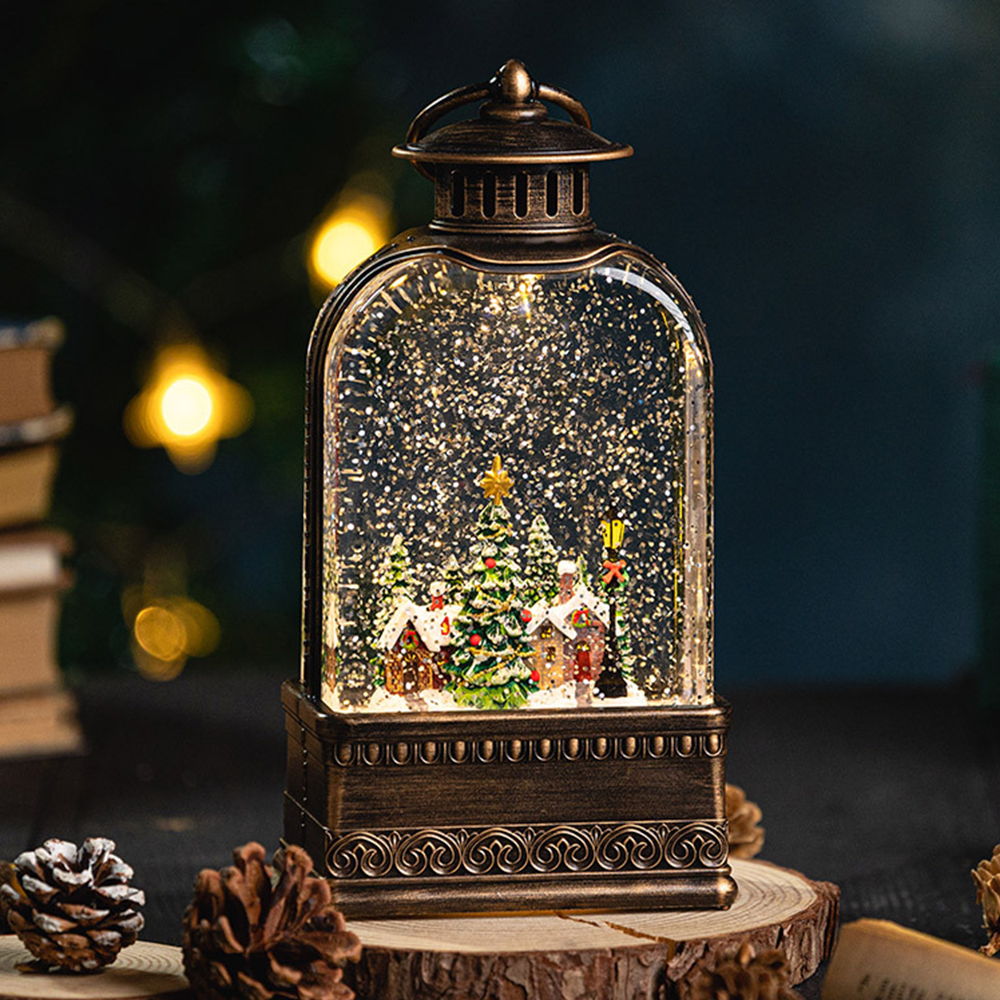 Foto principale Lanterna natalizia luminosa Palla di neve Albero di Natale paesaggio invernale musicale USB e Batteria Bianco Caldo Wisdom