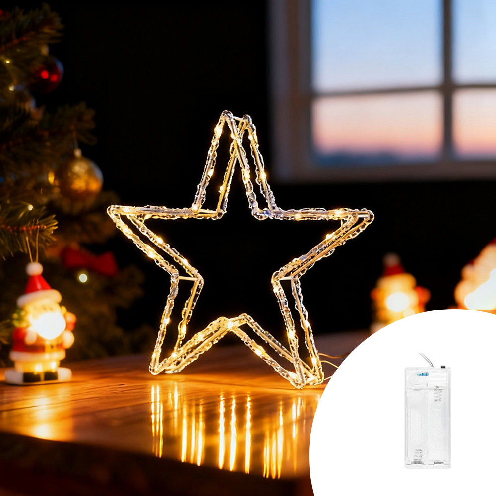 Foto principale Stella luminosa 22cm 40 Led in metallo Bianco Caldo a batteria Wisdom