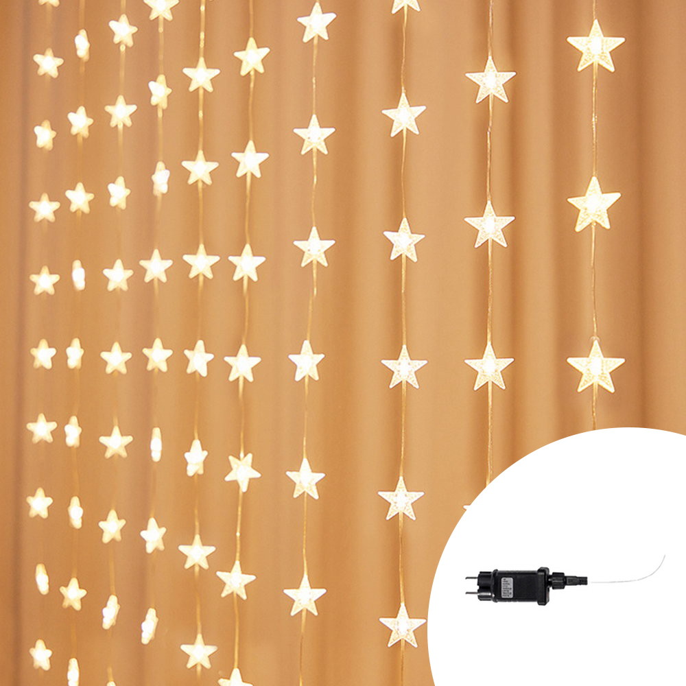 Foto principale Tenda luminosa decorata con Stelle di natale 1 metro 100 Led Bianco Caldo altezza 100cm da interno Wisdom