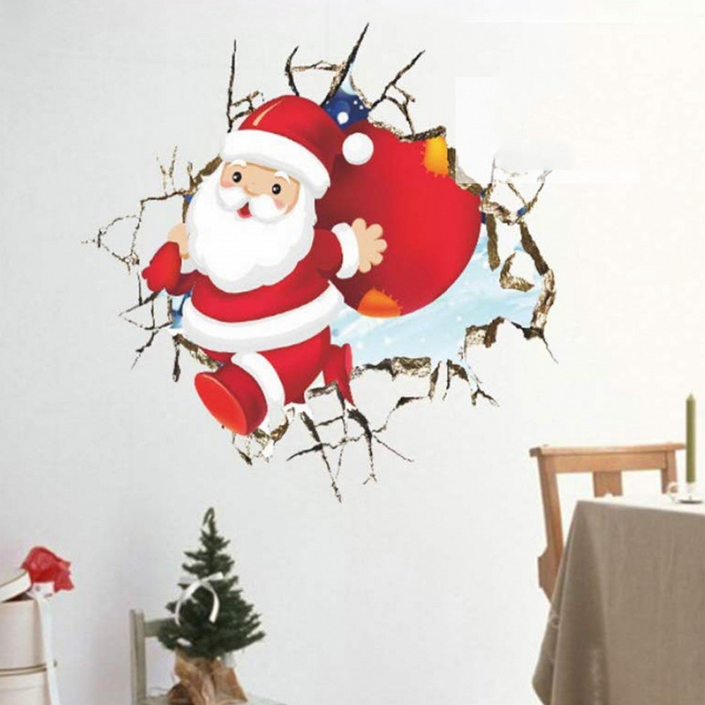 Foto principale Vetrofania natalizia Babbo Natale entra dal muro adesivo per finestre Wisdom