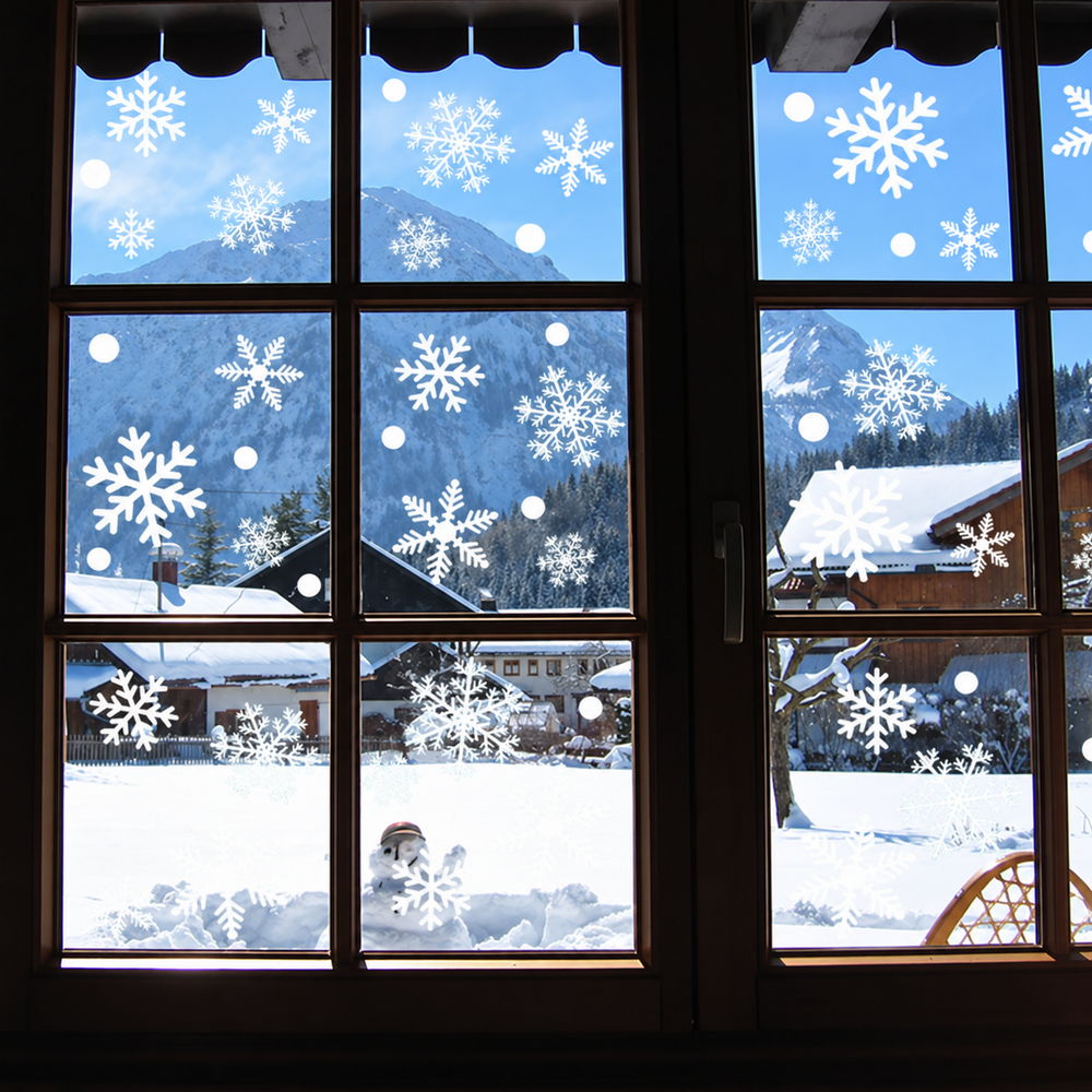 Foto principale Vetrofania natalizia Fiocchi di neve adesivo per finestre Wisdom