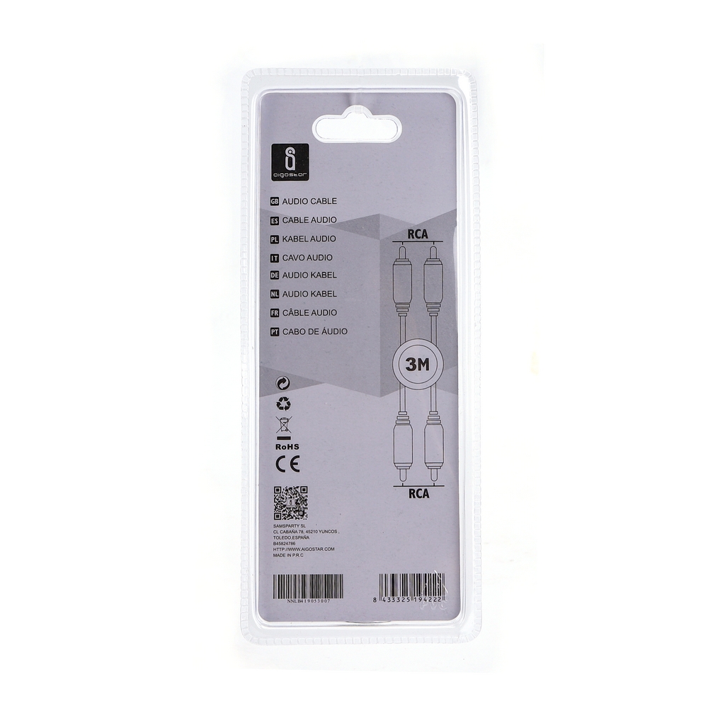 Cavo adattatore audio AUX, da jack 3,5 mm a spina RCA stereo Cavo adattatore audio AUX, da jack 3,5 mm a spina RCA stereo