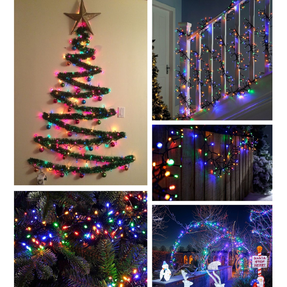 takestop 300 LED LUCI RGB Colorata 091/151 Filo Verde Albero di Natale Catena Luminosa Controller 8 FUNZIONI MINILUCCIOLE LAMPADINE LUCCIOLE da Esterno IP44 Impermeabile 