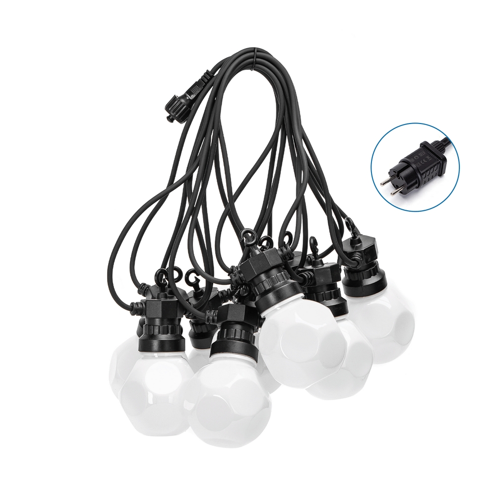 Catena luminosa a Led decorativa 8m 10 sfere opache Bianco Caldo a luce fissa LedLedITALIA.it